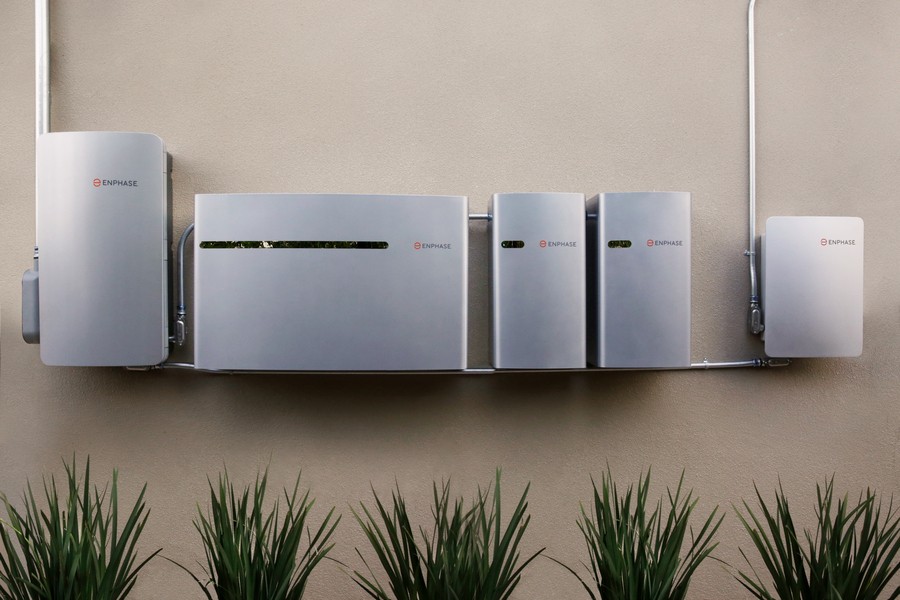 An Enphase backup battery installation.