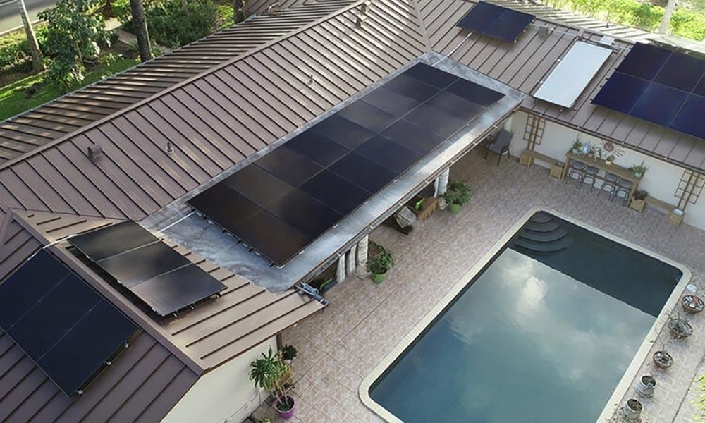 solar panels on a house eagle eye view